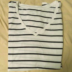 Striped V-Neck T-Shirt (Plus Size)